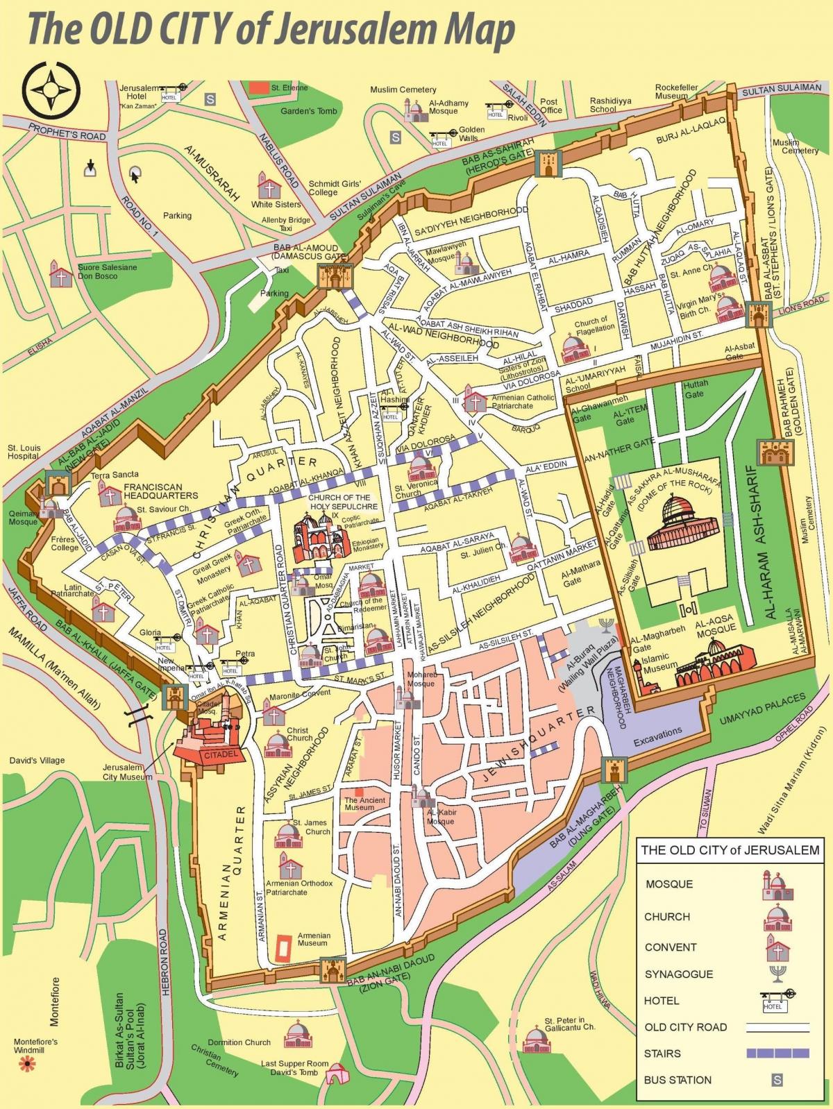 карта Иерусалима Старый город