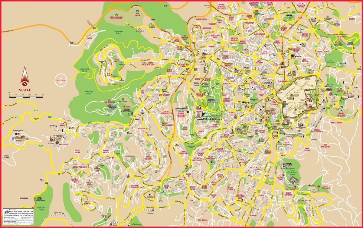 на карте Иерусалима