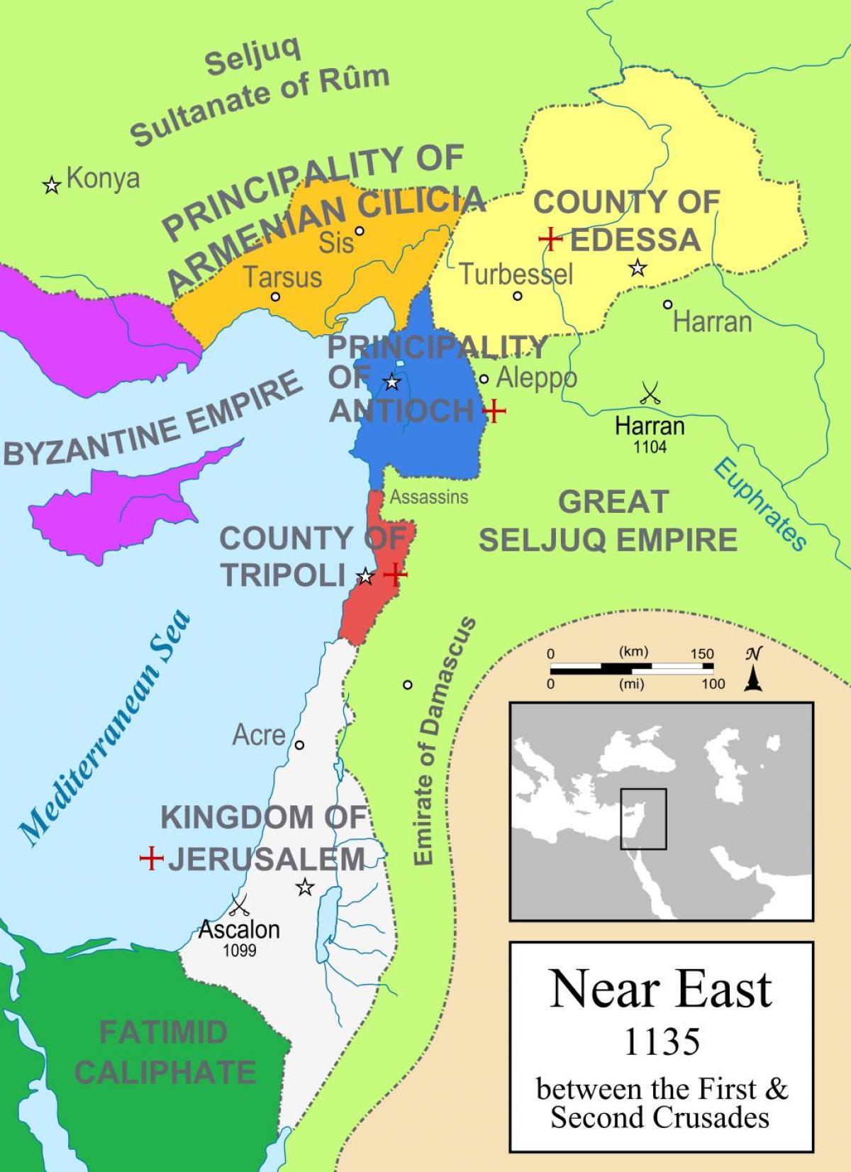 карта Королевства Иерусалима